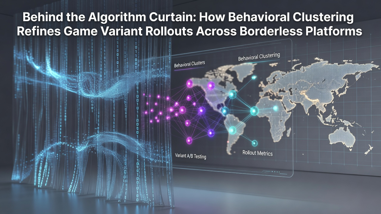 Algorithm visualization showing player data clusters mapped across global gaming platforms