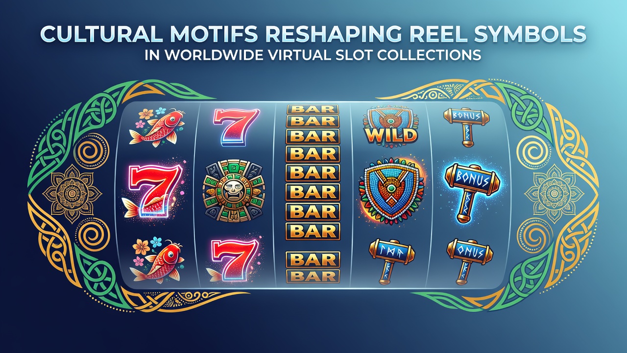 Global cultural symbols integrated into virtual slot reel designs across various international platforms