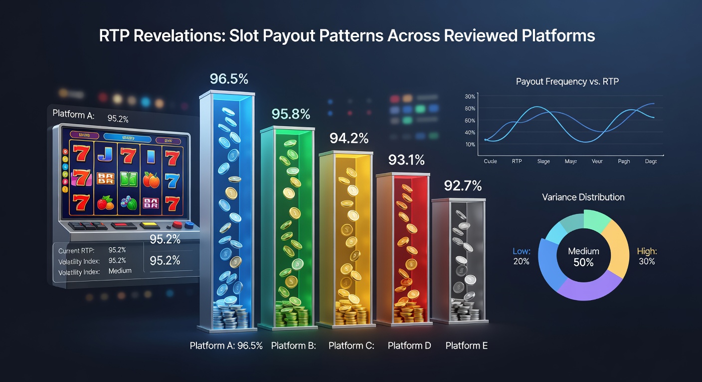 Graph charting RTP fluctuations over time across multiple casino platforms, with bars comparing high and low payout slots