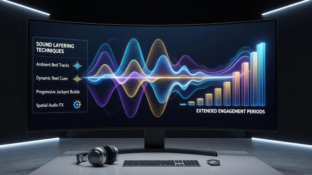 Side-by-side comparison of slot game interfaces from different developers highlighting distinct audio layering approaches